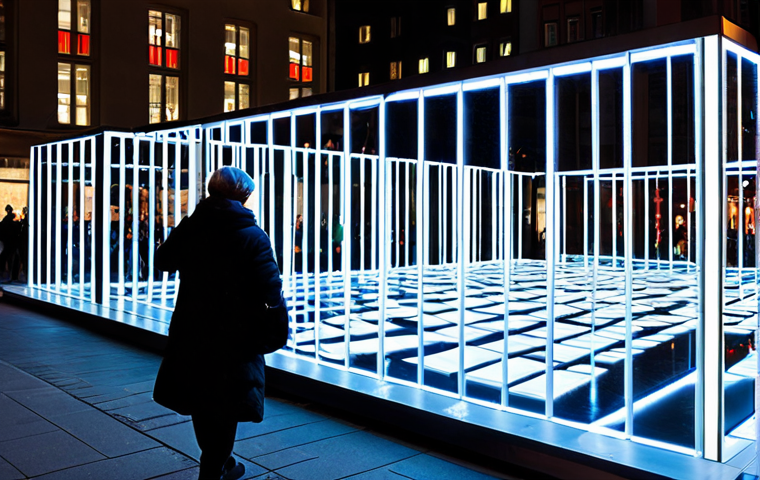 Interactive Urban Sound Installation**
"A public square in Berlin during the evening, featuring a large-scale, interactive sound installation. People are gathered around, touching illuminated panels that trigger different musical notes and soundscapes. The artwork is modern and sleek, blending with the urban environment. Fully clothed people are engaging with the art, safe for work, appropriate content, professional installation photography, perfect anatomy, natural proportions, family-friendly."
**