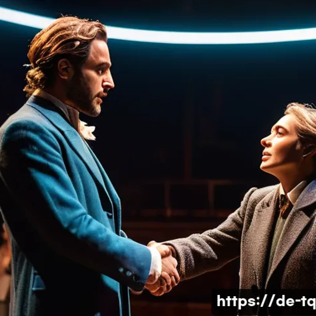 시간 기반 예술에서 스토리텔링의 중요성 - A dynamic theater stage scene depicting an emotional storytelling moment: actors in modern European ...