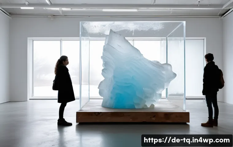 시간 기반 예술의 비판적 접근 - A contemporary art installation showcasing the passage of time as a central theme: a large transpare...