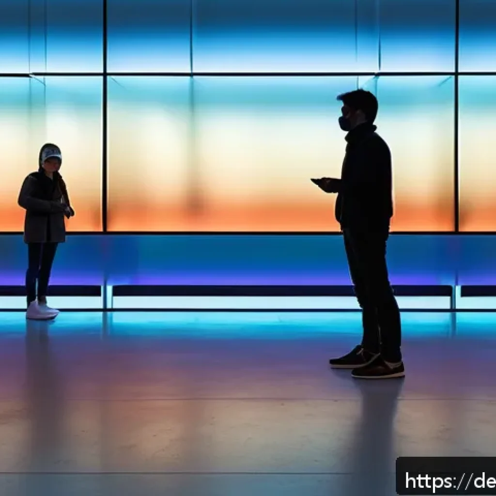 시간 기반 예술의 철학적 배경 - A dynamic, immersive digital art installation in a modern gallery space, featuring shifting light sc...