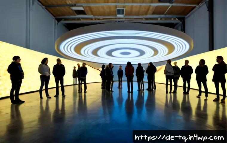 시간 기반 예술의 글로벌 네트워크 - Photorealistic contemporary media-art exhibition in a converted Berlin industrial hall, a circular i...